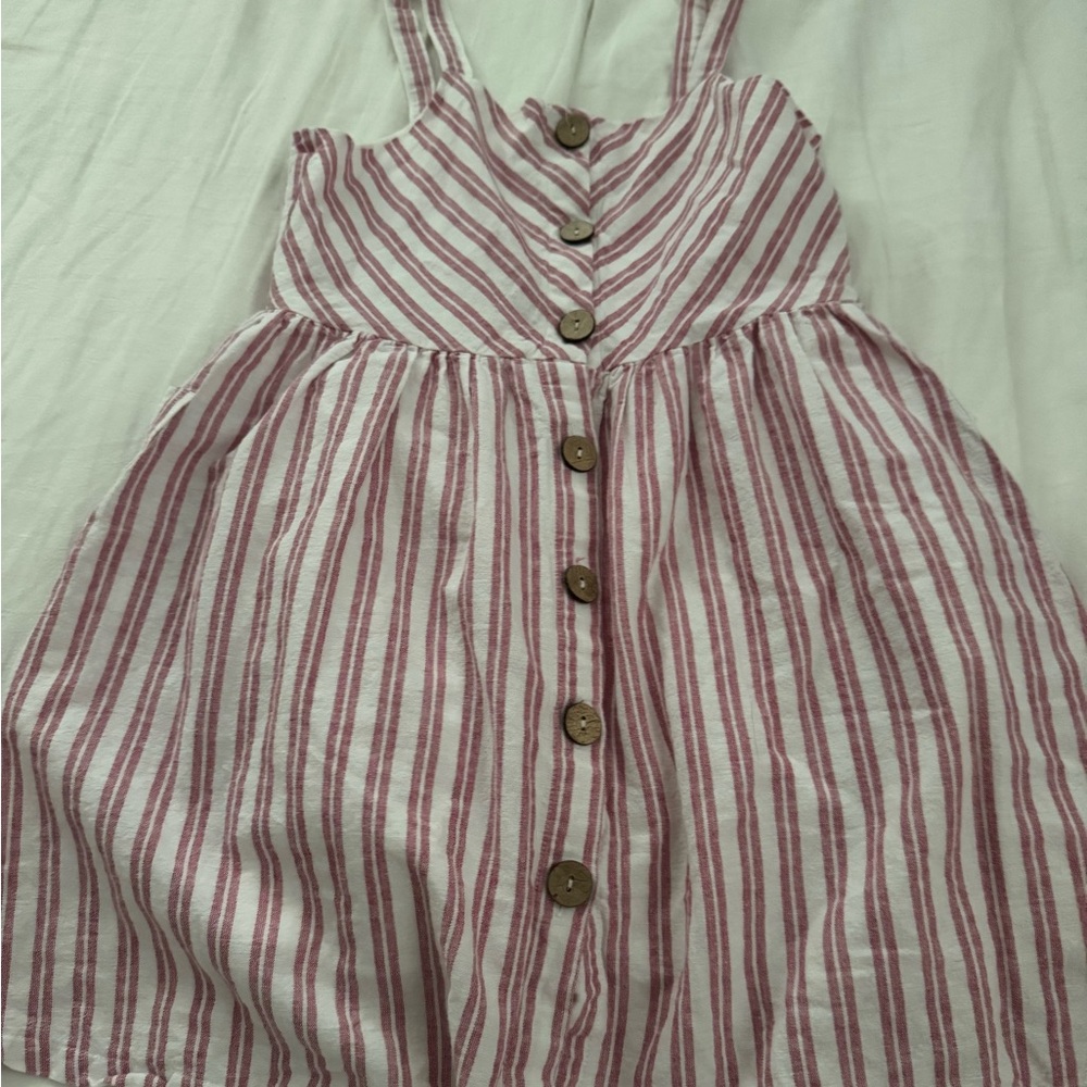 Striped Pink and White Kids Casual Dress